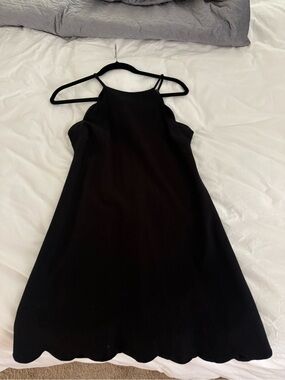 love...ady Black Scallop-Hem Mini Dress